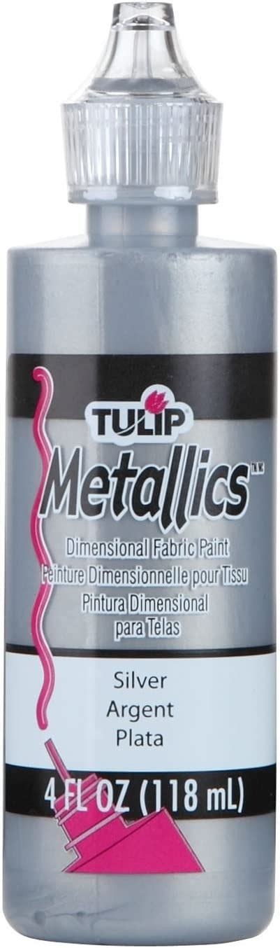 tulip 17371 dimensional fabric paint 4oz metallic silver|Tulip Dimensional Fabric Paint 4oz Metallics .